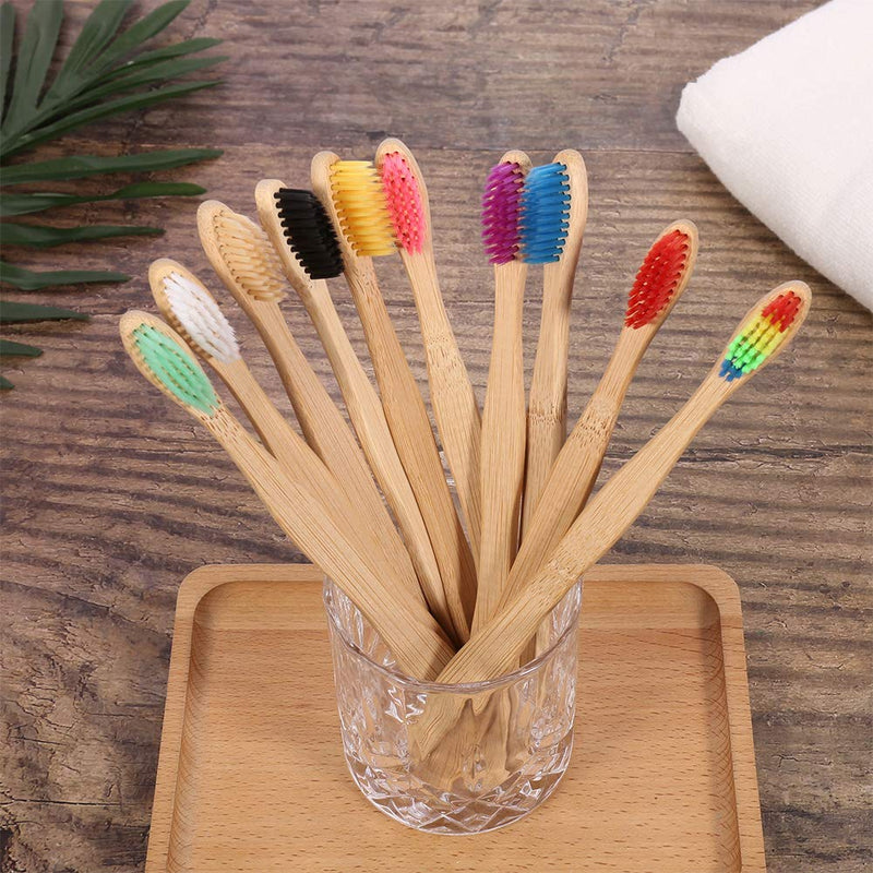 tonyg-p 10 Pack Toothbrushes Medium Nylon Bristles Natural Biodegradable Eco-Friendly BPA Free Wooden Toothbrush Set, Assorted Colour - BeesActive Australia