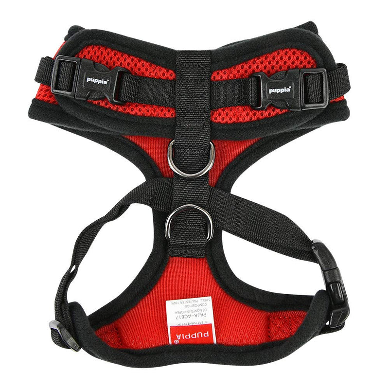 Puppia Dog Harness RiteFit Mesh Over-The-Head All Season No Pull No Choke Walking Training Comfortable Adjustable Neck & Chest for Small & Medium Dog Red - BeesActive Australia