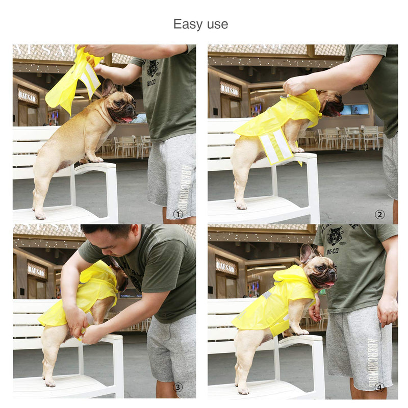 iChoue Dog Raincoat Rain Coat Jacket Poncho Hoodies with Hood Reflective Adjustable Rainwear Medium (Pack of 1) Yellow - BeesActive Australia