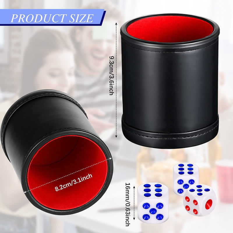 Skylety 6 Pieces PU Leather Dice Cups PU Leather Dice Cup Set, Red Leatherette Felt Lining Quiet Shaker with 30 Dices for Craps Farkle Game - BeesActive Australia