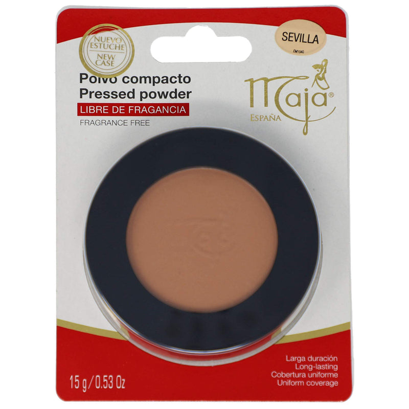Maja Pressed Powder, Compact Powder for Flawless Coverage, Matte Skin, Uniform Coverage, Without Shine, Long Lasting Effect, Fragrance-Free, Mirror and Tassel, Sevilla Color, 0.53 Oz - BeesActive Australia