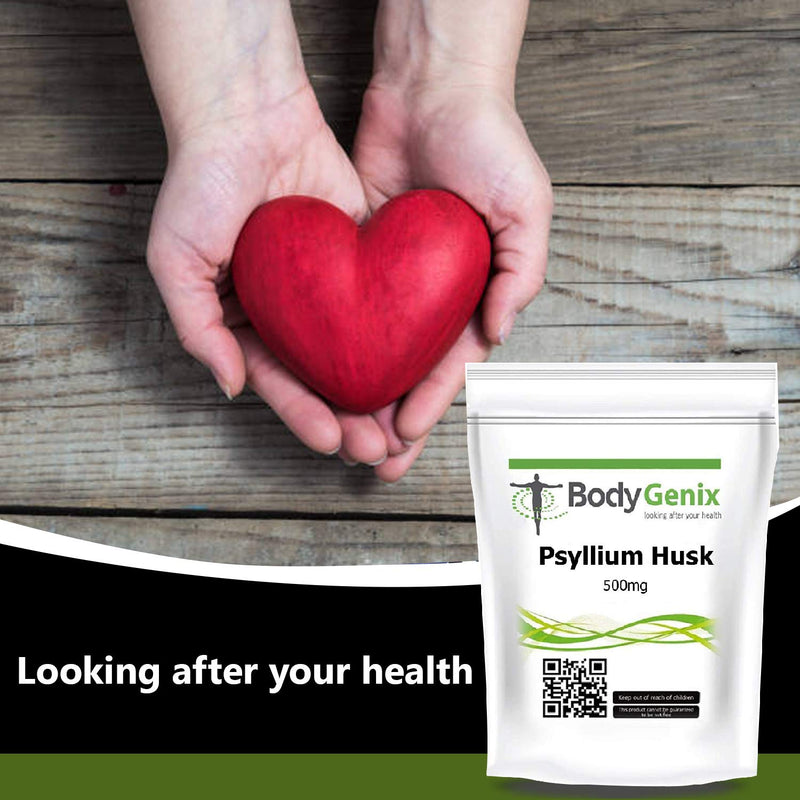 Psyllium Husk 500mg Capsules Bodygenix UK Rich Fibre Source Weight Loss Control (120) 120 - BeesActive Australia