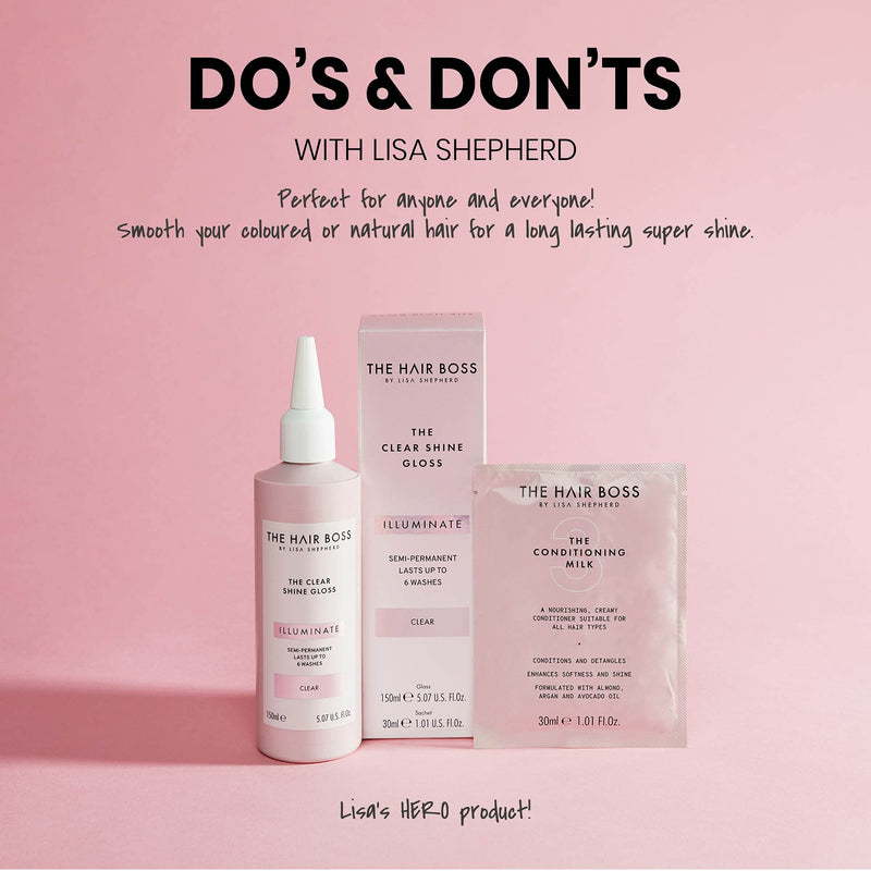 THE HAIR BOSS BY LISA SHEPHERD Clear Shine Gloss, Semi-Permanent Hair Treatment for 6 Washes, 150ml - BeesActive Australia