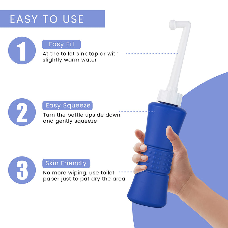 laphang Portable Bidet 500ml Blue Peri Bottle with Waterproof Pouch and Cap – PP + TPR, Leak Proof & Scratch Resistant –Perineal bottle for Postpartum Hemorrhoids Healing, Maternity Kit Essentials 6W-8VRW-ATQ4 - BeesActive Australia