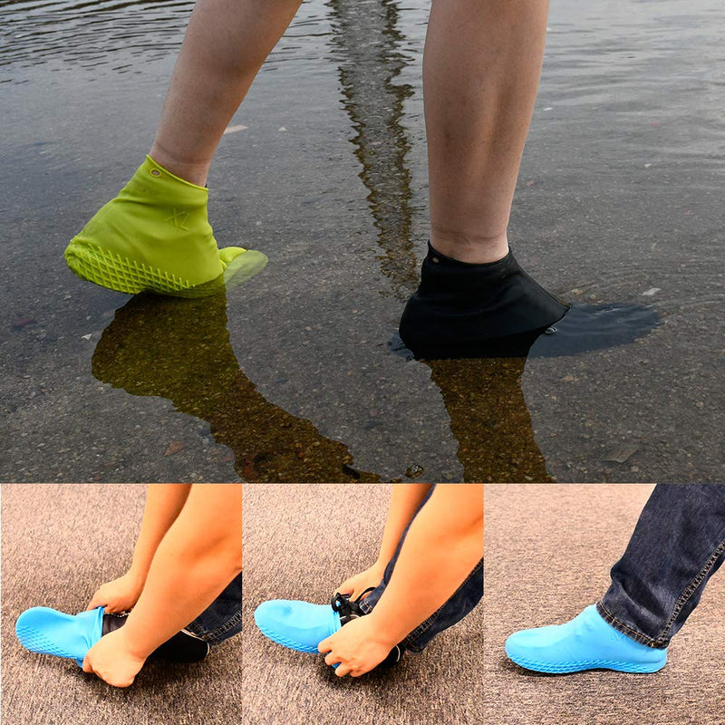 [AUSTRALIA] - LEGELITE Reusable Silicone Waterproof Shoe Covers, No-Slip Silicone Rubber Shoe Protectors for Kids,Men and Women, Size M 