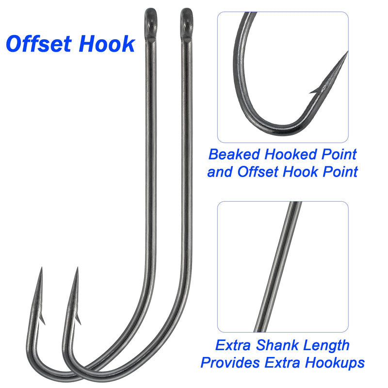 Dr.Fish 100 Pack O'shaughnessy Hook High Carbon Steel Fishing Hooks Sea Bass Fishing J Hooks for Freshwater Saltwater Size 10-10/0 - BeesActive Australia