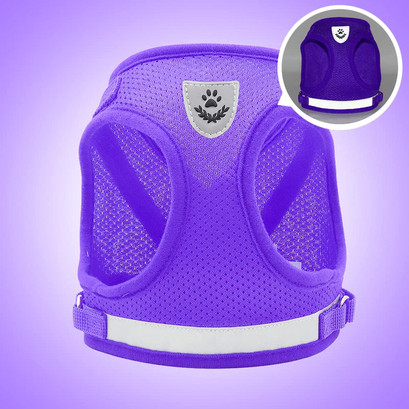meioro No Pull Dog Harness,Reflective Adjustable Puppy Vest Harnesses with Leash Soft Padded Mesh,Lightweight Escape Proof Pet Harnesses for Small Medium Dog Cat X-Small Purple - BeesActive Australia