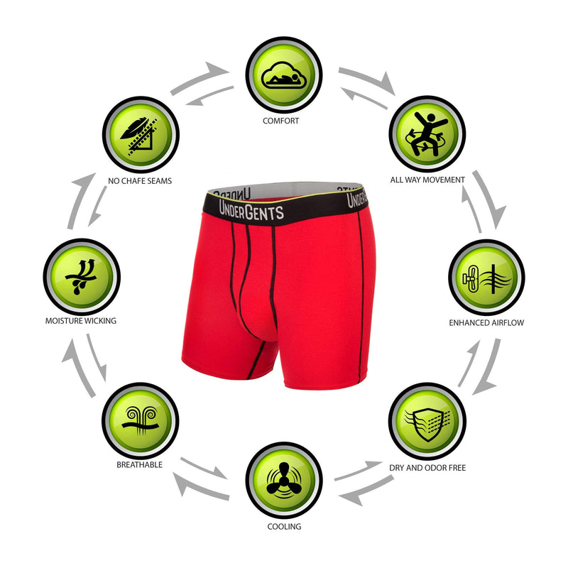 UnderGents Men's Boxer Brief Underwear. 4.5" Leg & Flyless Pouch for CloudSoft Cooling Comfort Not Compression Large Red - BeesActive Australia
