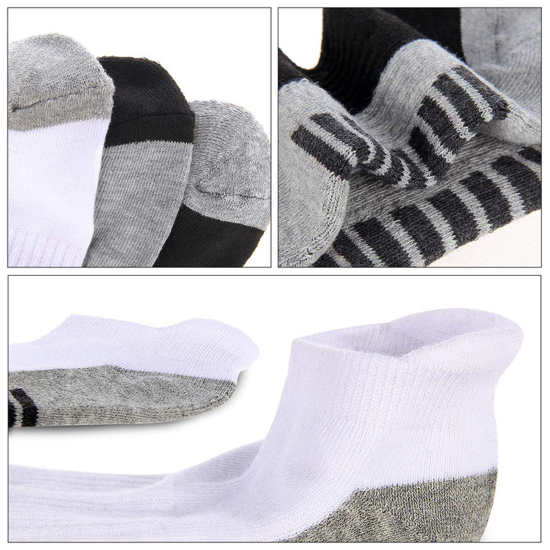 [AUSTRALIA] - Eallco Mens Ankle Socks Low Cut Athletic Cushioned Running Tab Socks 6 Pack White 6 (Fits Mens Shoe Size 6-12) 