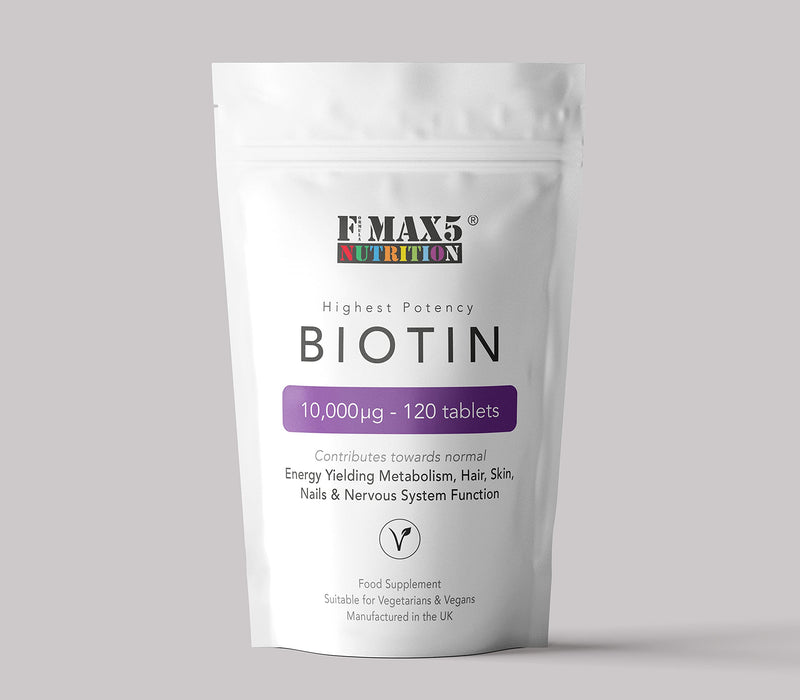 Biotin Hair Growth Supplement, 30-365 Tablets (1 Month to Full Year Supply) Biotin 10,000mcg by FMax5 Supplements (120) 120 - BeesActive Australia