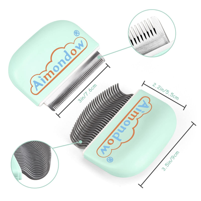 Aimondow Cat Comb, Cat Brush for Shedding and Grooming, Hair Removal Massaging Shell Comb for Cats Dogs Puppy Rabbit Bunny, Easy to Dematting Matted Fur Tangled Hair Undercoat, 2 PCS Green - BeesActive Australia