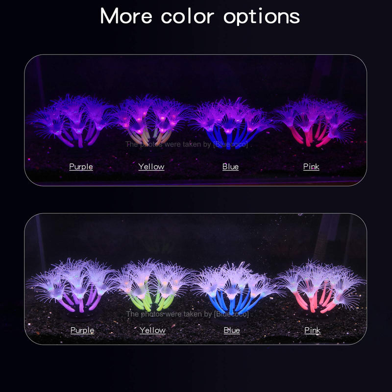 Bluecoco Soft Silica Gel Moves Naturally with Water Flow, Aquarium Decorations Glow in The Dark, Glowing Coral Ornaments for Fish Tank Decorations Pink Sunflower - BeesActive Australia