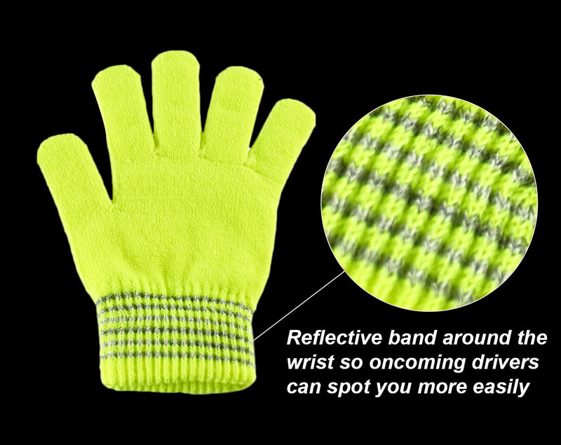 Home-X Reflective Neon Gloves for Running, Hiking, Working, and More, Cold-Weather Winter Gloves, Warm Gloves for Men and Women, 7 ½” L x 5" W, Yellow - BeesActive Australia