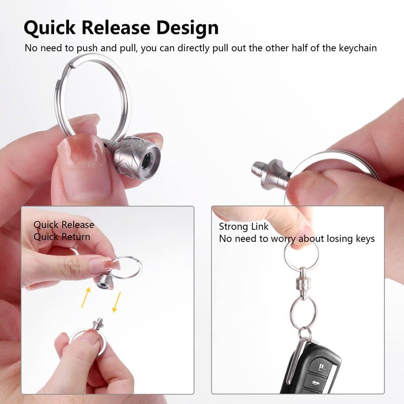 JEINAPA 316L Stainless Steel Quick Release Keychain, Pull Apart Detachable Double-End Swivel Keychain Heavy Duty Car Key Holder with 2 Key Rings (Tire-Shape) - BeesActive Australia