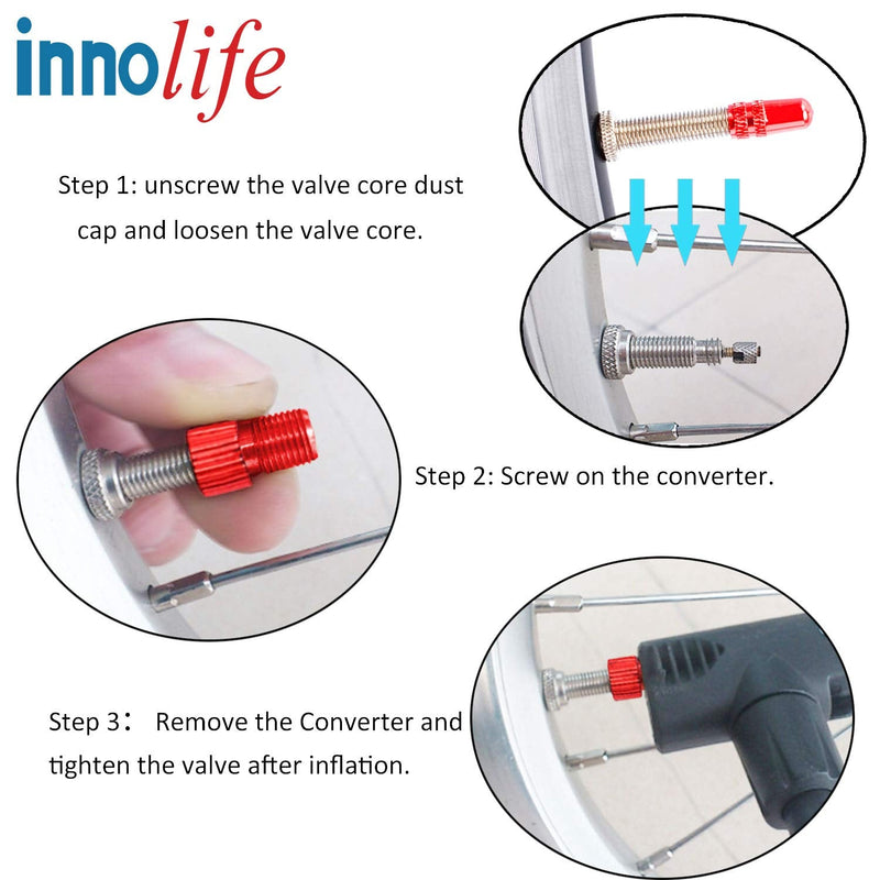 Innolife Aluminum Presta to Schrader Converter Car Valve Adapter Bicycle Bike Tube Pump Air Compressor Tools - BeesActive Australia