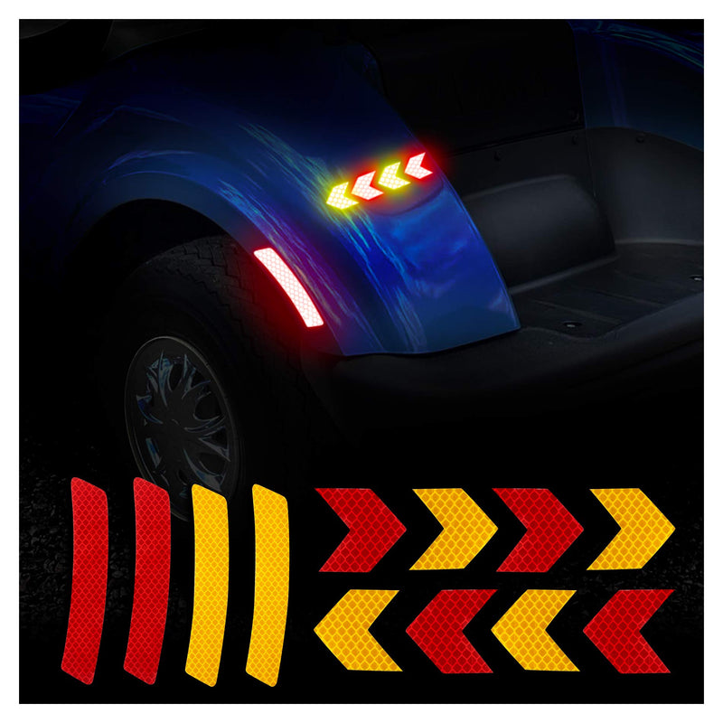 10L0L Golf Cart Front Rear Side Reflex Reflector Strips, Stick-On Sticker Decals, Red + Amber Arrow - BeesActive Australia