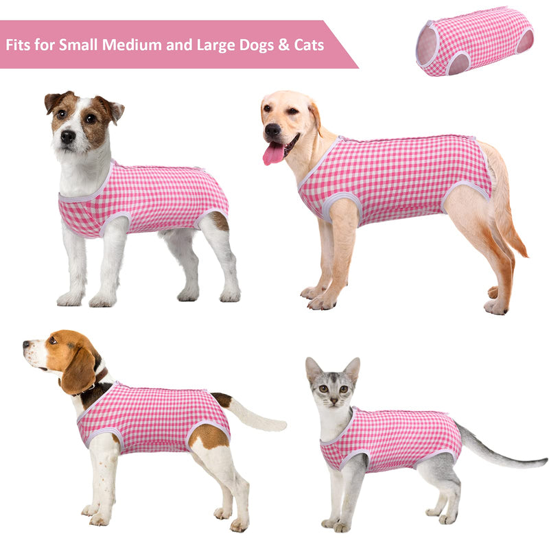 Kuoser Surgical Recovery Suit for Dogs Cats, Pet T-Shirt After Surgery Wear for Dogs, Dog Professional Recovery Suit Comfortable E Collar Alternative, Prevent Licking Onesies Pet Surgery Recovery Suit Medium (Pack of 1) Pink - BeesActive Australia