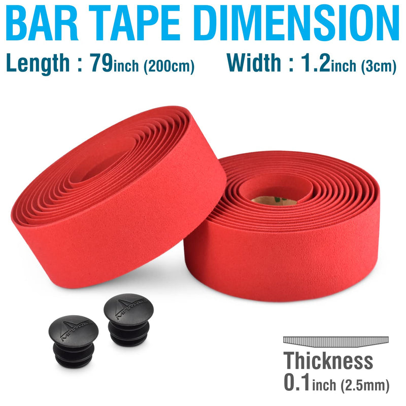 MARQUE Suede Bike Handlebar Tape - Road Cycling Bicycle Handle Bar Wrap for Drop Bars with End Plugs - 2PCS per Set Red - BeesActive Australia