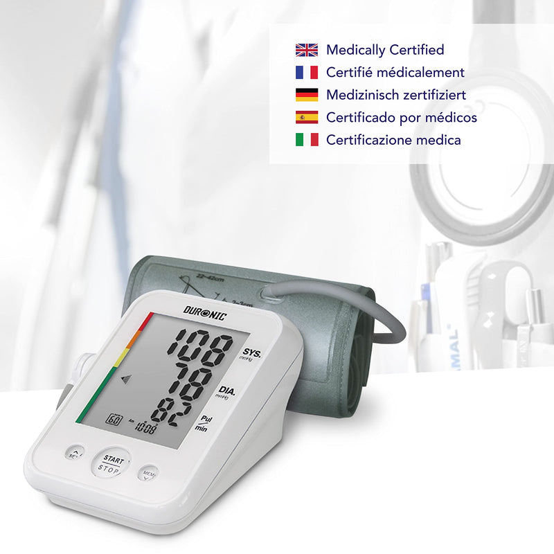 Duronic Blood Pressure Monitor Machine for Home Use BPM150 Electric Automatic Upper Arm BP Heart Rate Detector Medically Certified 22cm-42cm Cuff - BeesActive Australia