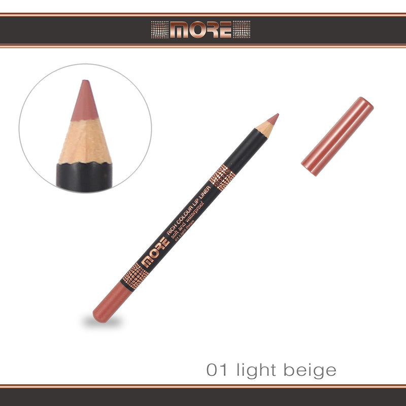 Light Beige MORE RICH COLOUR SOFT LIP LINER PENCIL LONG STAY WATER RESISTANT EASY TO BLEND 01 Light Beige - BeesActive Australia