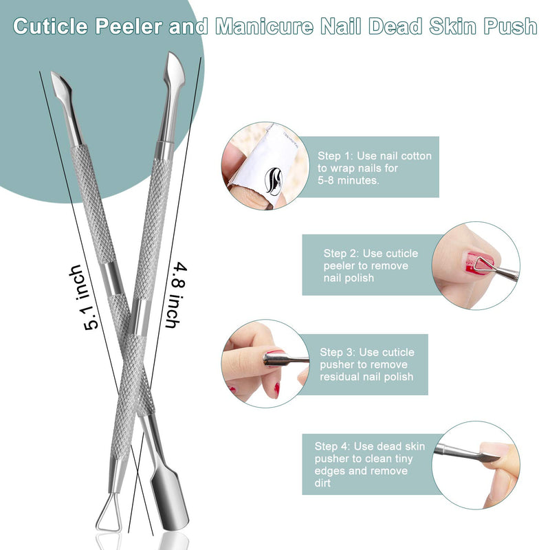 CGBE Cuticle Trimmer and Cuticle Pusher Manicure Tools Set, Professional Stainless Steel Toenail Clipper Cuticle Cutter Clipper Durable Pedicure Manicure Tools for Fingernails and Toenails - BeesActive Australia