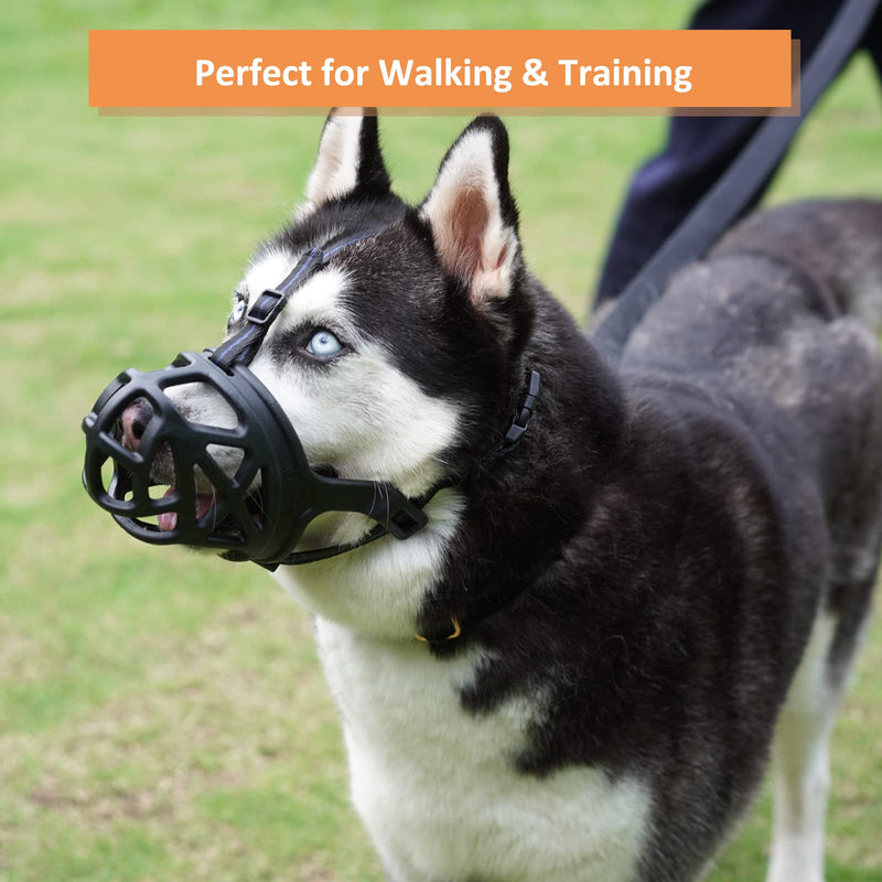 Dog Muzzle, Basket Muzzle for Biting, Chewing and Scavenging, Humane Cage Mouth Cover, Perfect for Grooming and Training Medium, Large Aggressive Reactive Dogs Black L - BeesActive Australia