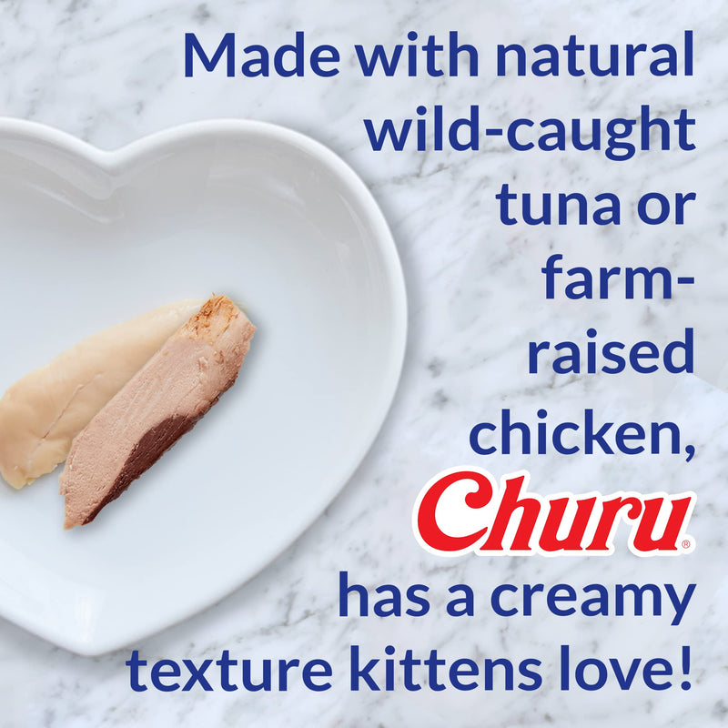 INABA Churu for Kittens, Grain-Free Creamy, Purée Lickable Cat Treats with DHA, EPA, Vitamin E & Taurine, 0.5 Ounces Each, 24 Tubes (4 per Pack) Tuna Recipe - BeesActive Australia