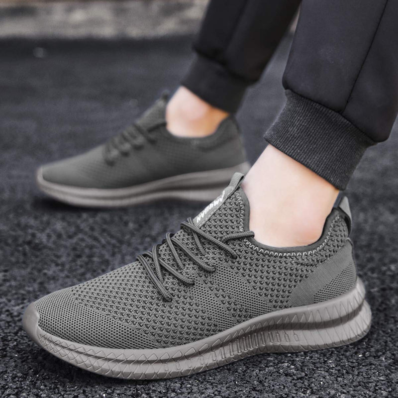 FUJEAK Men Running Shoes Men Casual Breathable Walking Shoes Sport Athletic Sneakers Gym Tennis Slip On Comfortable Lightweight Shoes 9.5 A Darkgrey - BeesActive Australia