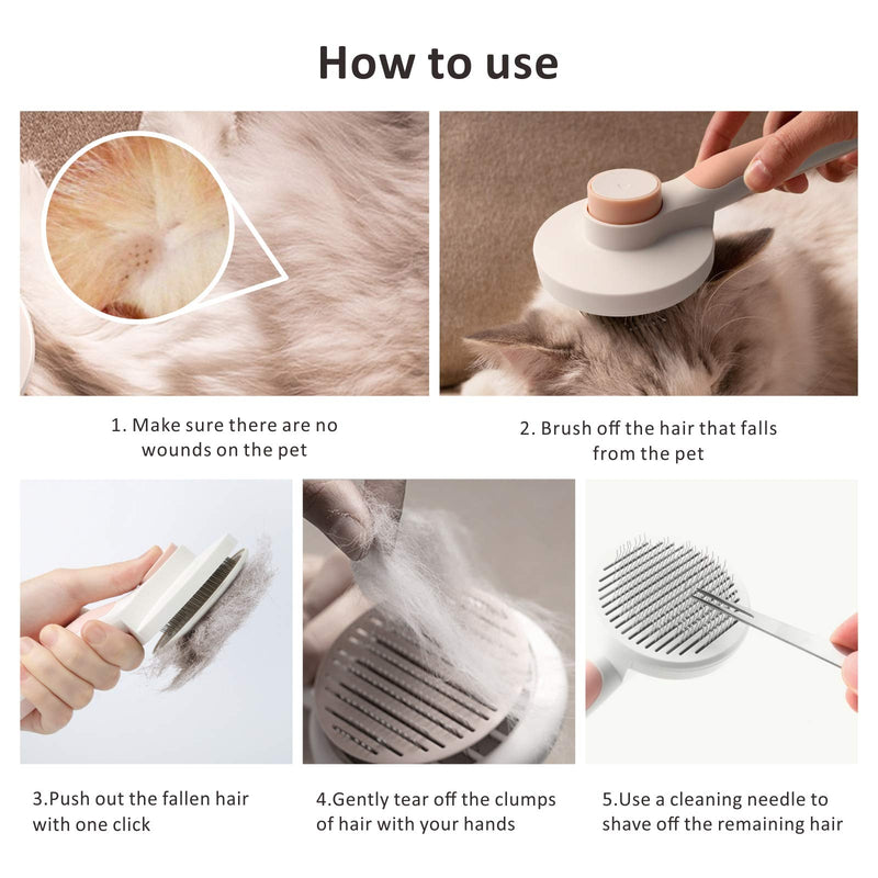 Cat Grooming Brush, Baytion Self Cleaning Cat Brushes for Dogs Cats for Long Haired & Short Hair Gently to Remove Loose Undercoat, Mats Tangled - BeesActive Australia
