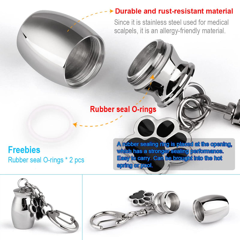 ChunlongFour Waterproof Pet Urns Keychain for Dogs Ashes, Cat Dog Urn for Dogs Cats Ashes Keepsake Memorial Cremation Jewelry Pend Silver 1 pcs - BeesActive Australia