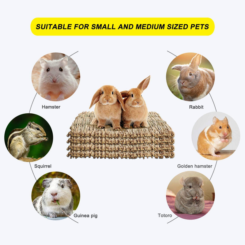 WUHOSTAM 4 Pack Grass Mat for Rabbits Natural Hay Woven Bed Mat for Sleeping, Chewing, Nesting, Play Toy Mats for Guinea Pig Parrot Rabbit Bunny Hamster Rat 11.8 x 15.7 Inche-Straw - BeesActive Australia