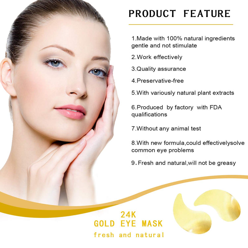 Eye Treatment Masks Under Eye Patches-24K Gold Eye Mask For Dark Circles and Puffiness, Collagen Eye Mask for Puffy Eyes, Anti-Wrinkle, Undereye Dark Circles-60pcs - BeesActive Australia