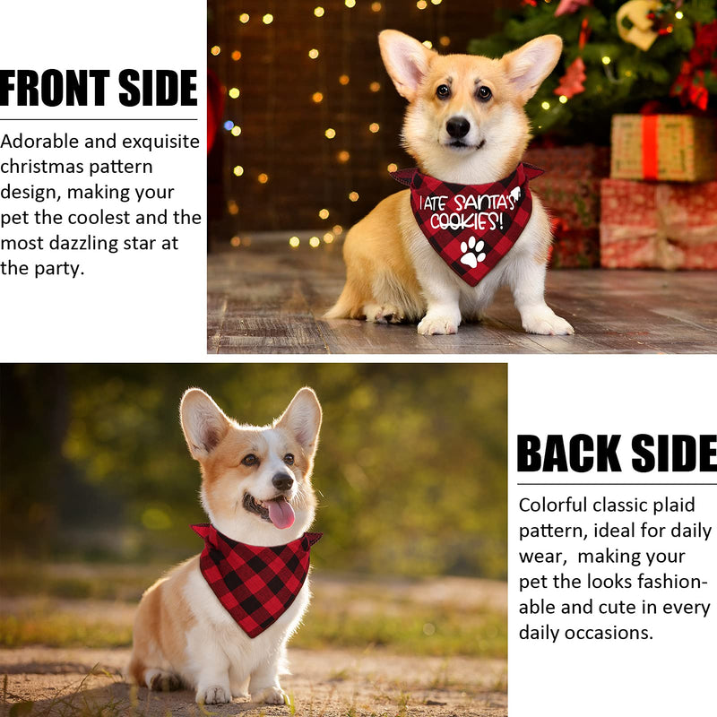 4 Pack Birthday Dog Bandanas - Classic Triangle Merry Christmas Printing Fall Plaid Xmas Pet Scarf Bibs Kerchief Gifts Set - Pet Holiday Accessories Decoration for Small to Large Puppy Dogs Cats - BeesActive Australia