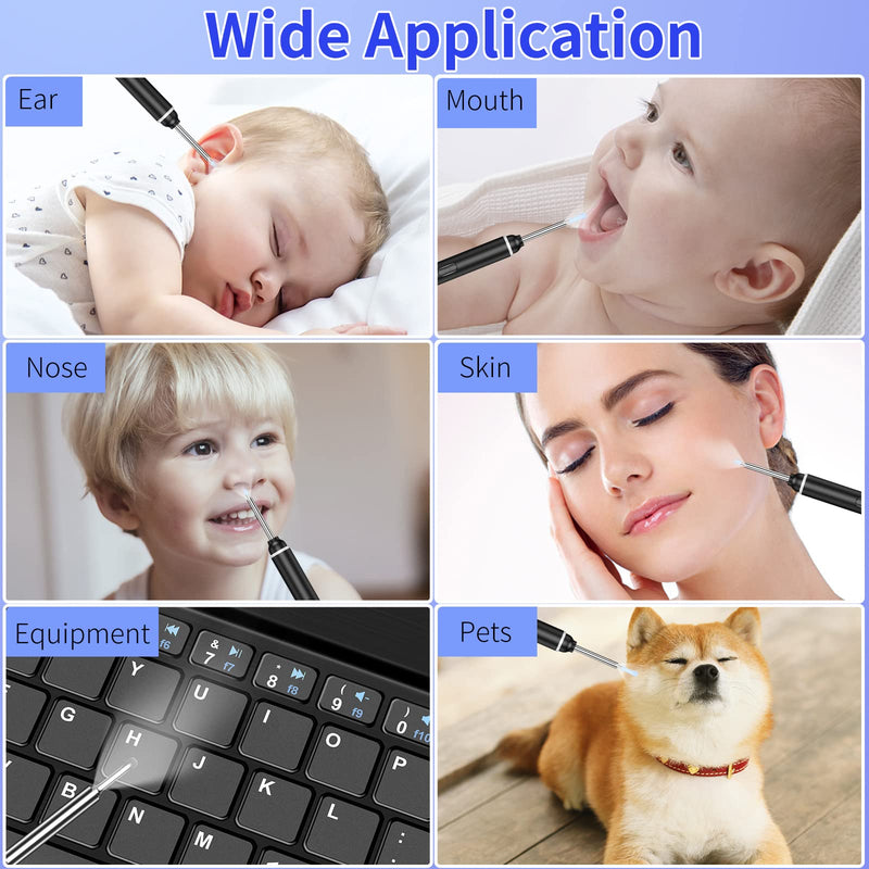 LMECHN Ear Wax Removal 1920P Wireless Ear Cleaner Otoscope with 8pcs Cleaning Kit 3.0mm Visual Ear Camera with 6 LED Lights Portable Endoscope Remover for iPhone, Ipad & Android Smart Phones (Black） Black - BeesActive Australia