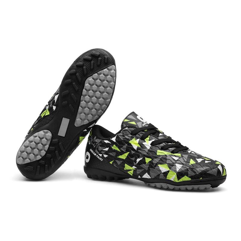 DREAM PAIRS Boys Girls Indoor Turf Soccer Shoes Lace Up Cleats(Toddler/Little Kid/Big Kid) 1 Little Kid Black/Neon/Green - BeesActive Australia