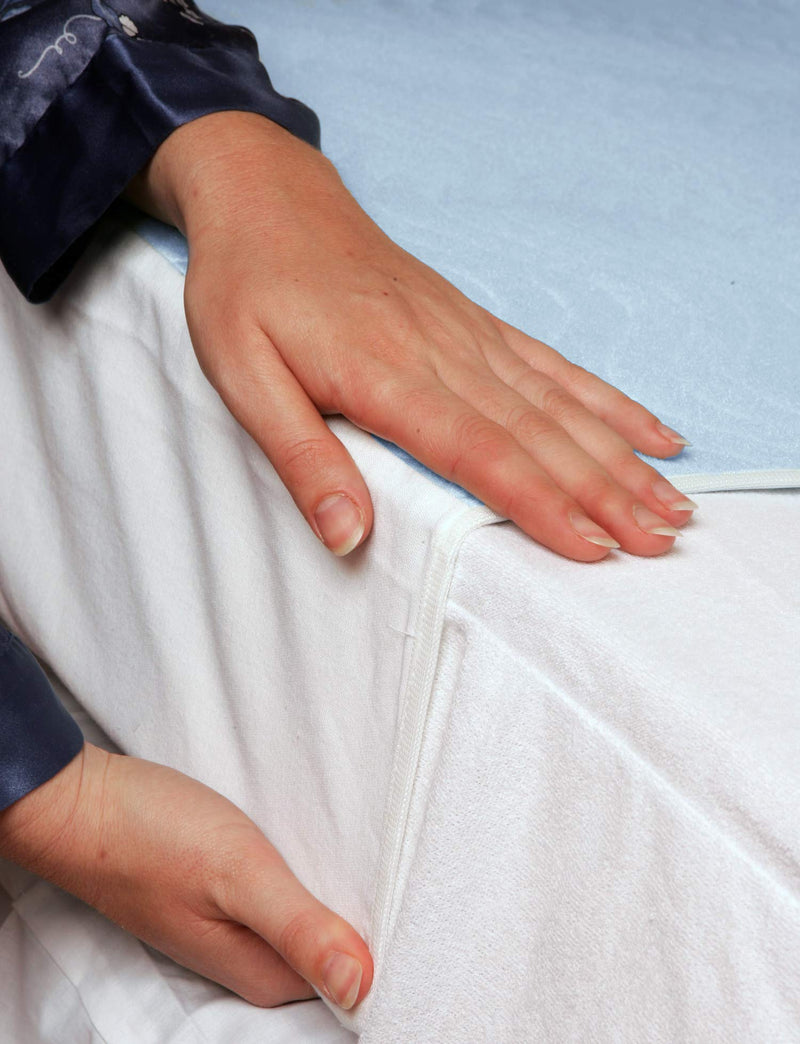 ComfortCare Eco Blue, Washable Incontinence Pad Bed Protector Sheet, Single Bed Pad with Tucks,90 x 90cms,35½" x 35½" - BeesActive Australia