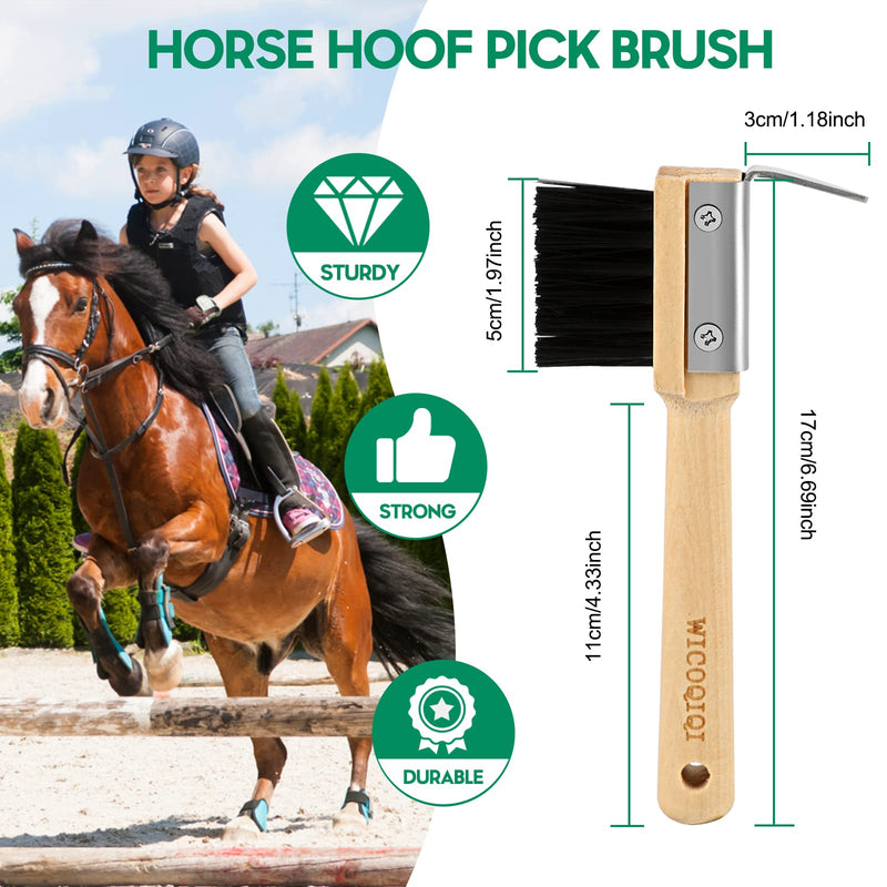 WICOQIQI Hoof Picks for Horses,Wooden Handle Hoof Pick with Cleaning Brush,Rugged and Textured Horse Grooming Kit. Wood color - BeesActive Australia