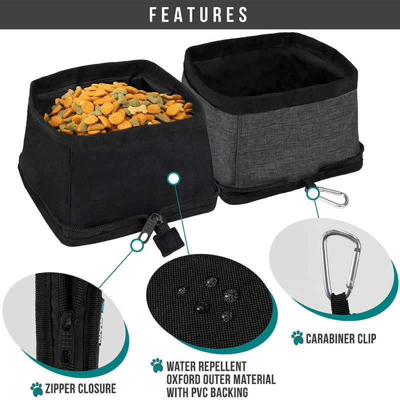 PetAmi Collapsible Dog Bowls 2 Pack, Travel Dog Bowls, Portable Water Bowl for Dog Puppy Cat Pet, Foldable Doggy Food Bowl for Traveling Hiking Camping Walking Outdoor Gear Accessories Black - BeesActive Australia