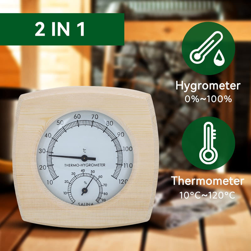 HERCHR 2-In-1 Wood Thermo-Hygrometer,Sauna Thermometer and Hygrometer,Digital Sauna Room Thermometer Hygrometer,Sauna Wooden Thermometer Sauna Temperature Humidity Meter Wooden Sauna Accessories - BeesActive Australia
