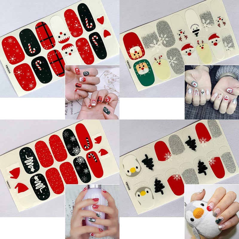 SILPECWEE 14 Sheets Adhesive Nail Polish Stickers Strips and 1Pc Nail File Christmas Design Nail Art Wraps Decals Tips Manicure Accessories NO3 - BeesActive Australia