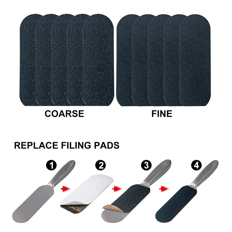 Professional Pedicure Foot File and Callus Remover for Hard Skin, Stainless Steel Foot Rasp File with Ten Free Refill Grits Replacement Pads with Two Sides Simple Bath Pedicure Salon Foot Scrubber(21) 1 count (Pack of 1) - BeesActive Australia