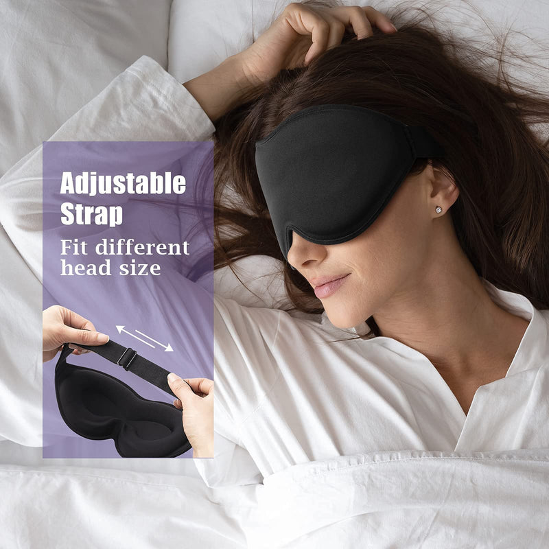 onaEz Sleep Mask, Super Soft Comfort Milk Ice Silk Sleep Masks 3D Contoured Cup Blindfold Eye Mask Concave Molded Light Blocking Eye Cover for Travel, Yoga, Nap, All Night Sleeping Black - BeesActive Australia