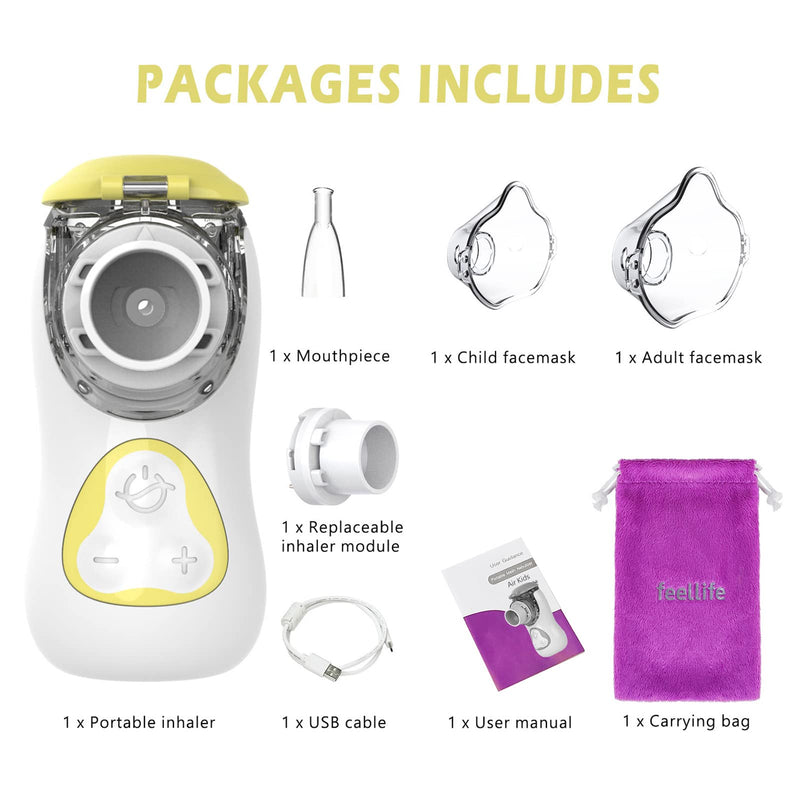 FEELLIFE Portable Inhaler, Handheld Steam Atomiser, for Kids Travel and Household use Yellow - BeesActive Australia