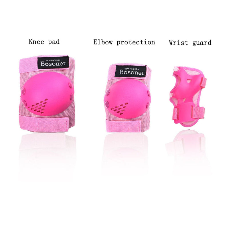 BOSONER Kids/Youth Knee Pads Elbow Pads Wrist Guards Set for 3-15 Years, Child Protective Gear Set for Multi-Sports Outdoor, Roller Skates, Cycling, BMX Bike, Skateboard, Inline Skating, Scooter Riding Sports Pink Small (3-7 years) - BeesActive Australia