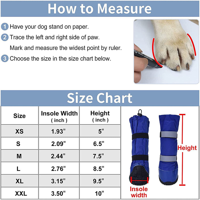 Hipaw Outdoor Dog Boots Winter Dog Shoes Nonslip for Snow Rain L ( Insole width: 2.76" ) Blue - BeesActive Australia