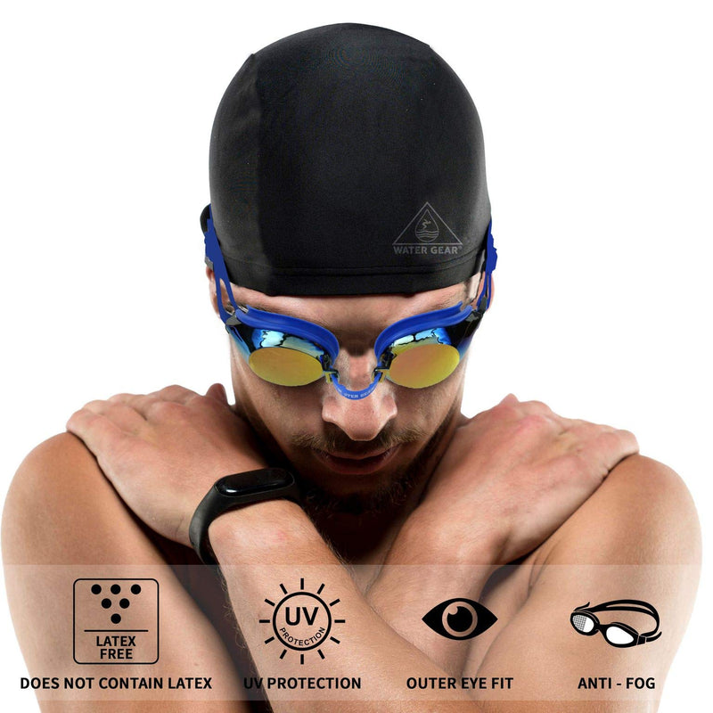 Water Gear Finalist Swim Goggles - Anti-Fog Junior fit for Competition - Great for Pool and Diving Metallic Blue - BeesActive Australia