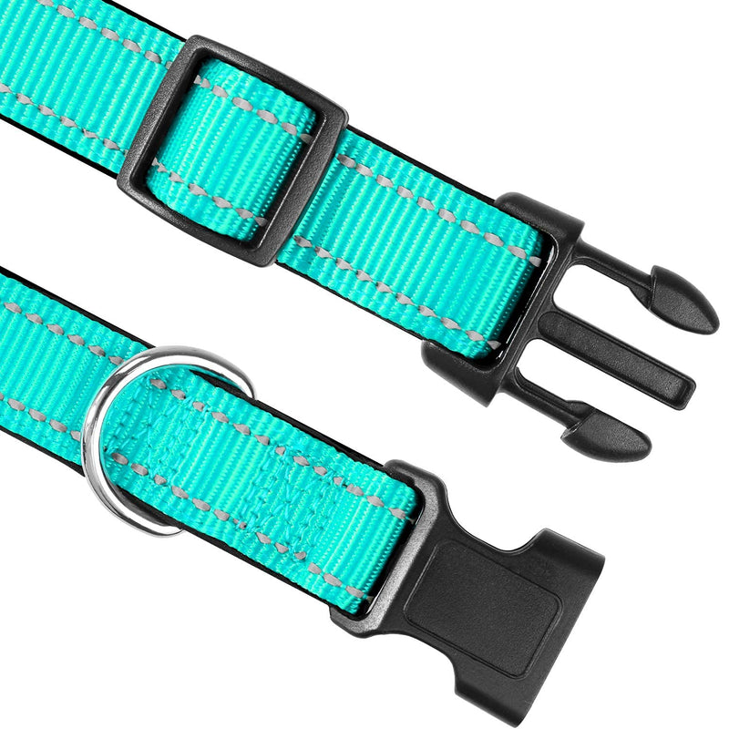 Joytale Reflective Dog Collar,12 Colors,Soft Neoprene Padded Breathable Nylon Pet Collar Adjustable for Small Medium Large Extra Large Dogs,5 Sizes Large (Pack of 1) Teal - BeesActive Australia