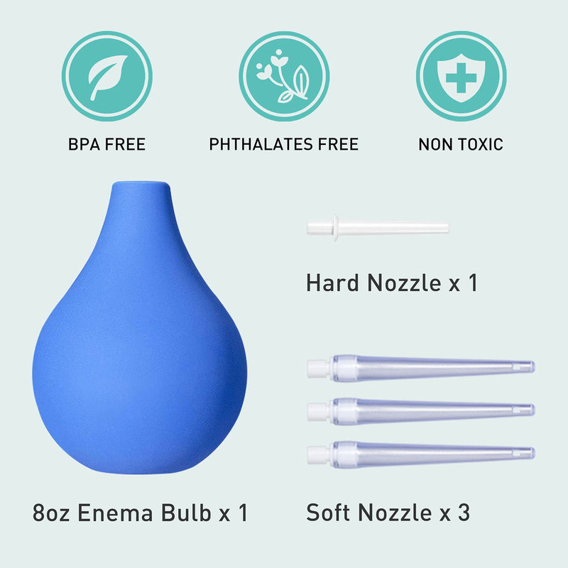 TopQuaFocus 224ml Enema Bulb Kit Douche Bulb for Men Women Cleaning (224ml-blue) Blue - BeesActive Australia