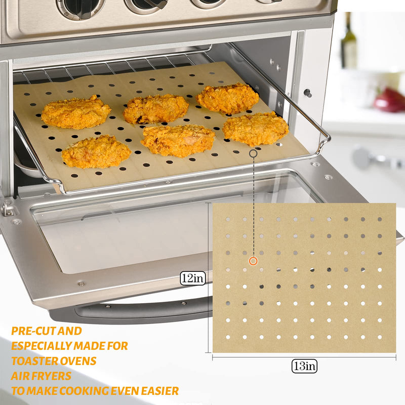 WMKGG 100 PCS Air Fryer Oven Liners, 13 x 12 inch Perforated Rectangular Air Fryer Parchment Paper Disposable Liners for Ninja Foodi Air Fryer, XL Air Fryer, Cuisinart, Breville Toaster Oven Rectangular 12*13 "-100 PCS - BeesActive Australia