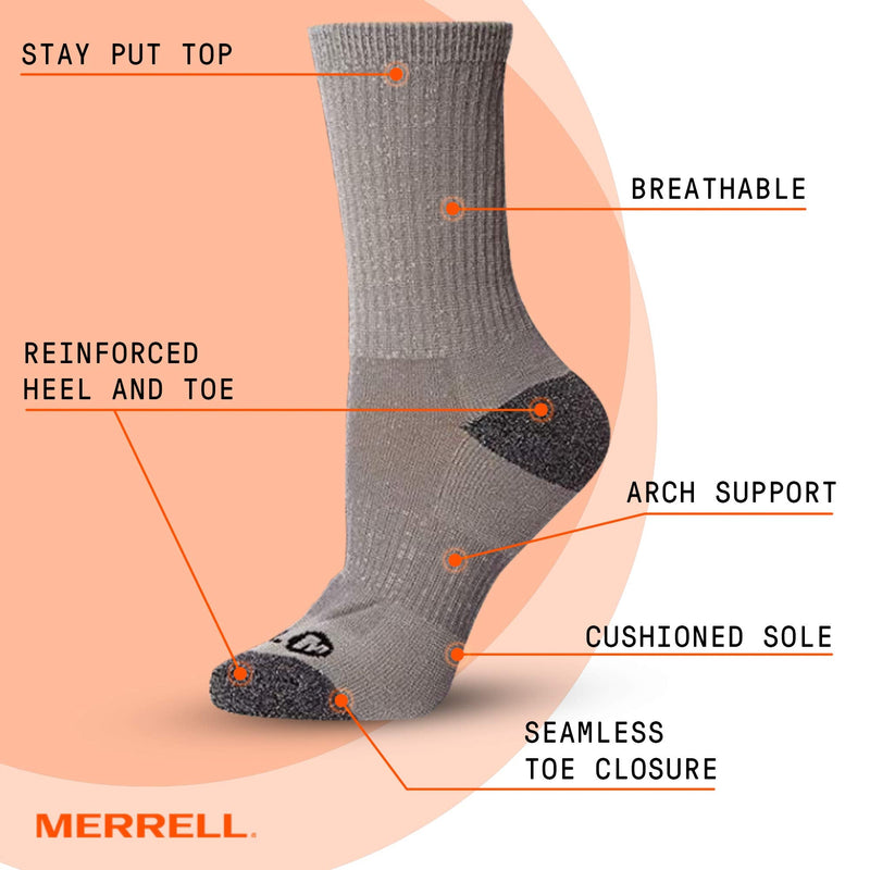 Merrell Women's 3 Pack Cushioned Performance Hiker Socks (Low Cut/Quarter/Crew) Crew 9-11 Assorted Olive (Crew) - BeesActive Australia
